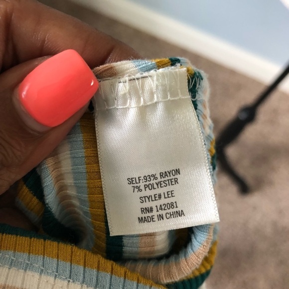 ALYA | Striped Ribbed Dress V-Neck Dress Sz M - Picture 7 of 8